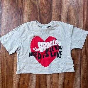 Zara / The Beatles Kids Heart Graphic Tee - Red & Gray